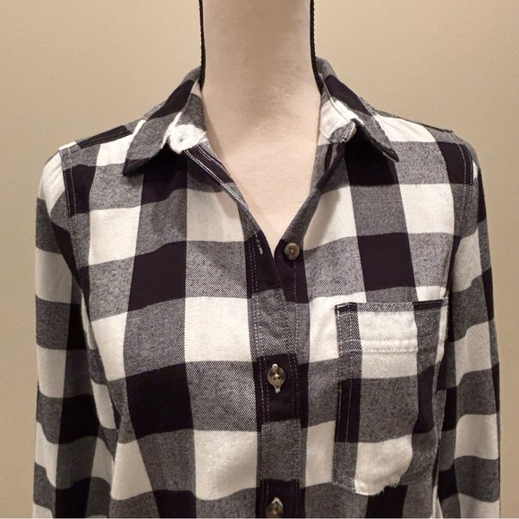 Abercrombie & Fitch Black Plaid Flannel Long Sleeve Button Down Shirt Sz Sm - Picture 4 of 8